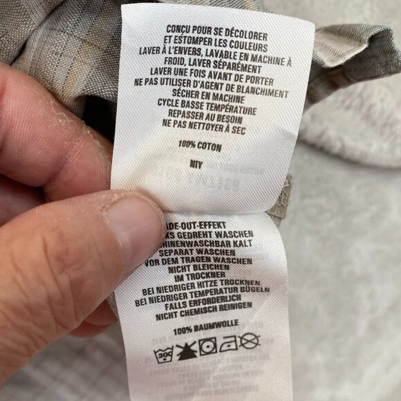 Columbia Mens Shirt XL Casual Short Sleeve Button-Up Shirt Beige Gray Pinstriped - Picture 8 of 11